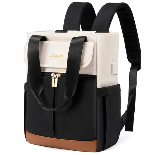 LOVEVOOK Rucksack Damen Klein, Kleiner Rucksäcke Damen Cityrucksack Mini Rucksacktasche Elegant Handtasche Schultertasche, Wasserdicht Laptop Tagesrucksack 13,3 Zoll, Beige Schwarz Braun