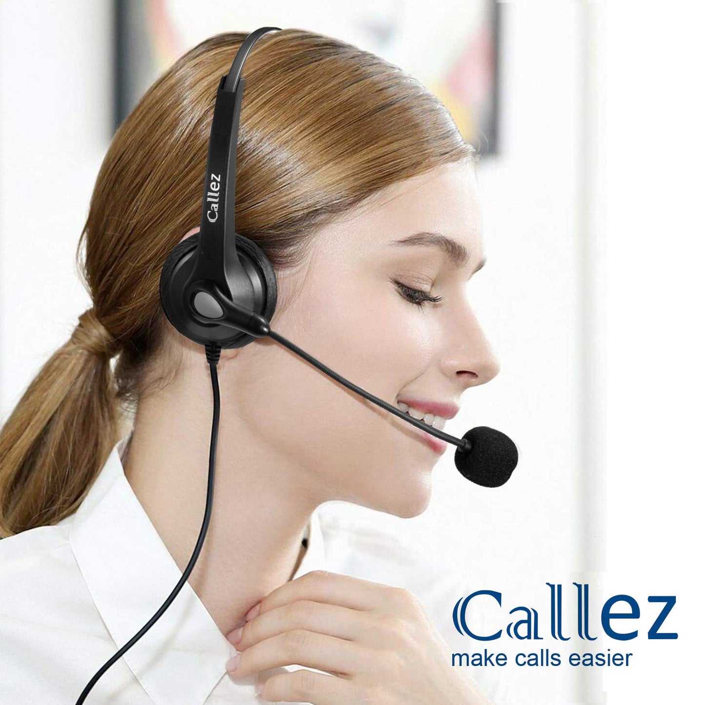 USB Headset PC für Business UC Skype Lync SoftPhone Call Center Office, PC Kopfhörer mit Mikrofon Noise Cancelling & Lautstärkeregler, Kristallklar Chat, Super Leicht, Ultra Komfort