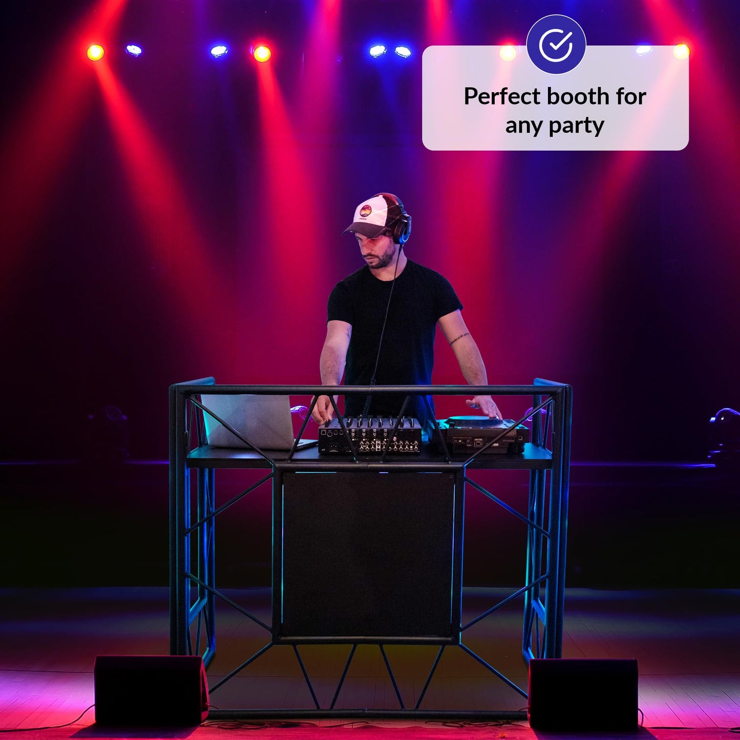 DJ Stand Booth | DJ Stand-Tisch | tragbarer DJ Stand für die ultimative Party | faltbare DJ Tables | optimale Tischfläche für all dein DJ Equipment (Matt Black)