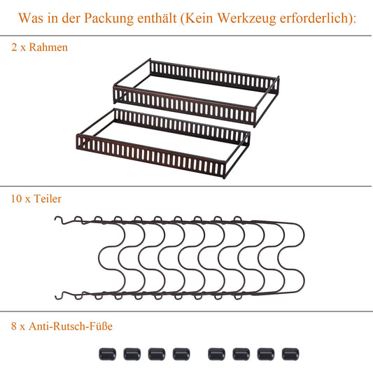 Toplife Verstellbarer Topfhalter, Aufbewahrung, Deckel, Topf mit 10 Fächern, Halterung aus Metall, Aufbewahrung für Küche, für Deckel, Pfannen, Organizer für Töpfe – Braun