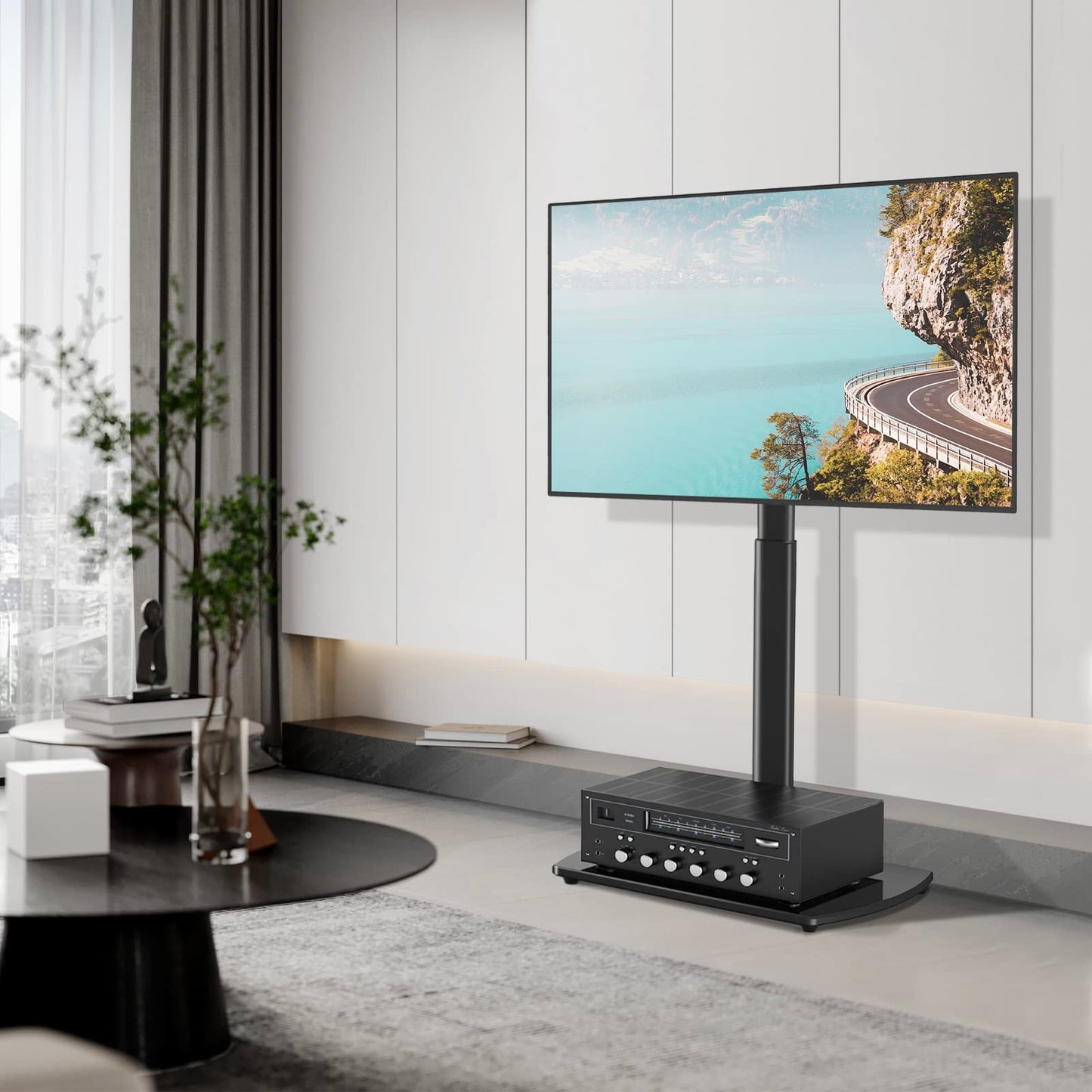 RFIVER TV Ständer Fernsehständer TV Bodenständer Standfuß Fernsehstand höhenverstellbar schwenkbar für 32 bis 65 Zoll Fernseher bis zu 35kg Max. VESA 400 * 400