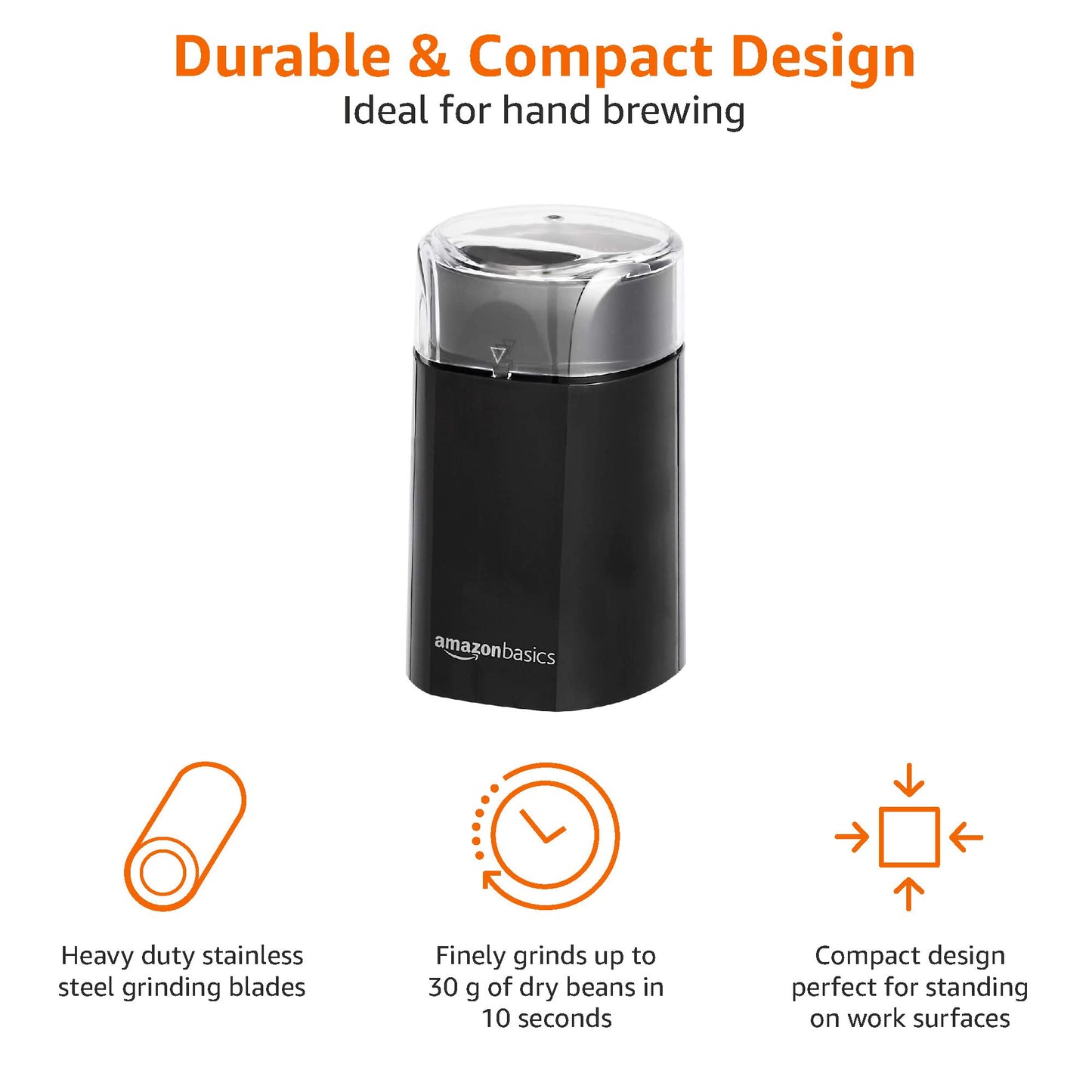 Amazon Basics Elektrische Kaffeemühle, schwarz