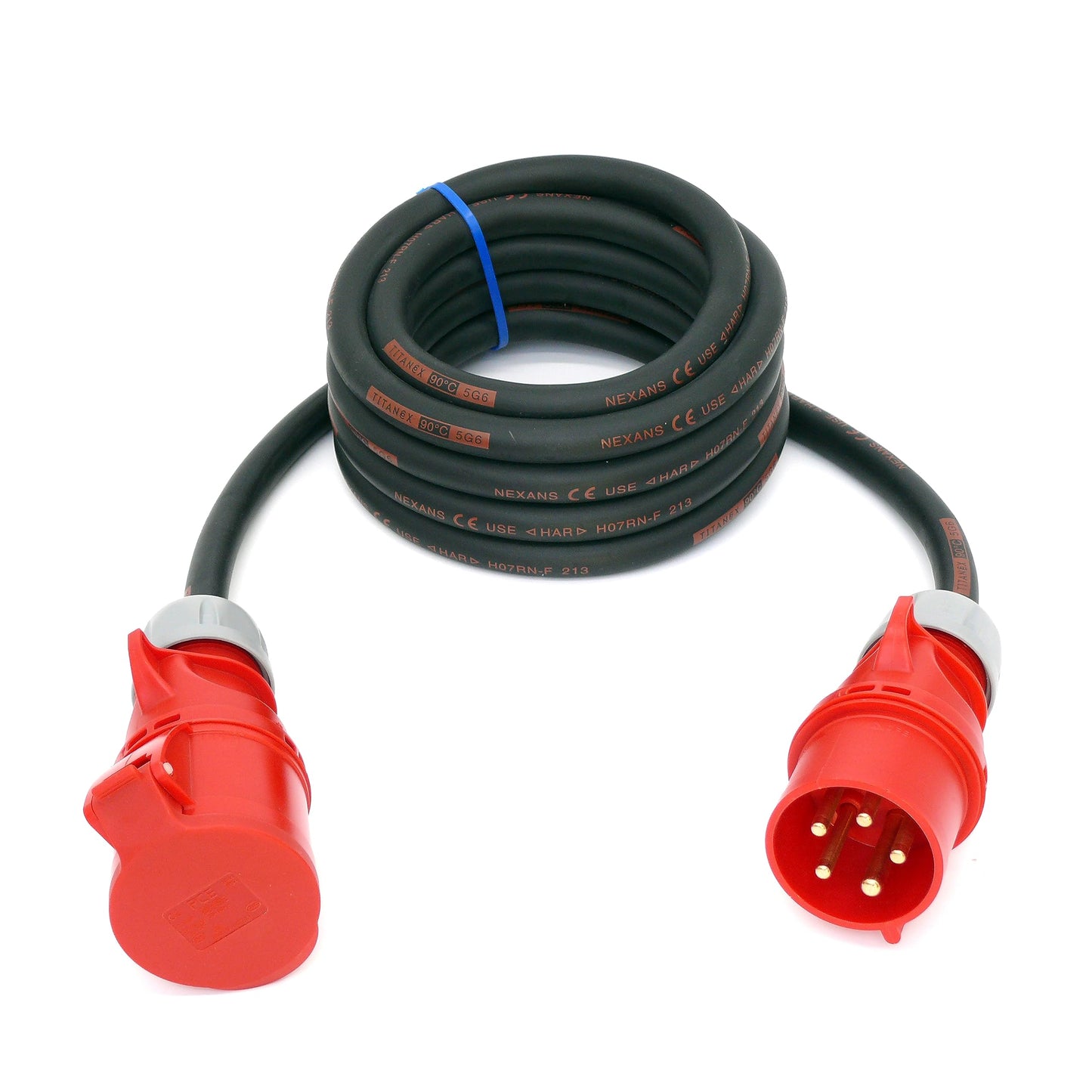 CEE Starkstromkabel (1,5m-50m) 32A Verlängerungskabel Titanex H07RN-F 5x6mm² mit PCE Shark Stecker und Kupplung, Business-Line von Event-Kabel (3 Meter)