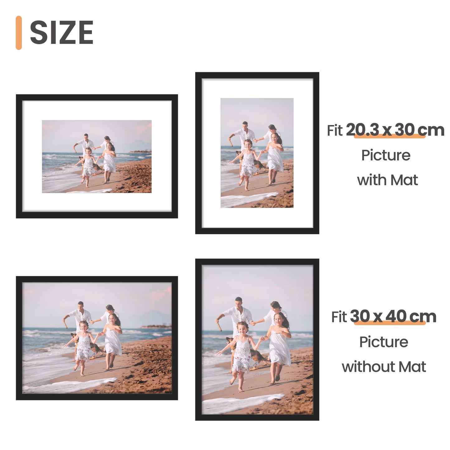 upsimples 3 Pack Bilderrahmen 30x40, Schwarz Rahmen 30x40, Picture Frame für Fotos, Bilder, Poster