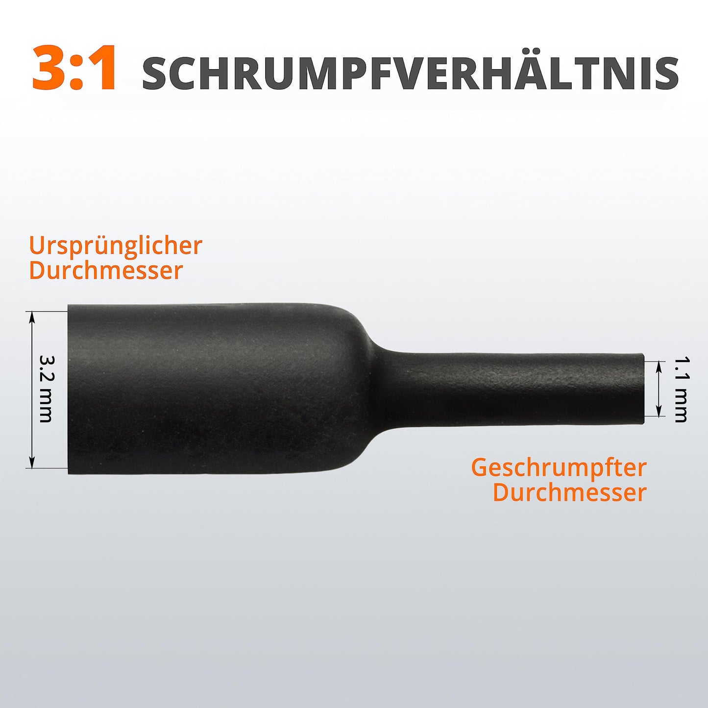 Wirefy Schrumpfschlauch Metrware mit Kleber 15m - 3:1 Schrumpfverhältnis, Doppelwandiger Schrumpfschlauch Wasserdicht - Heat Shrink Tube Set Schwarz Ø 3,2mm