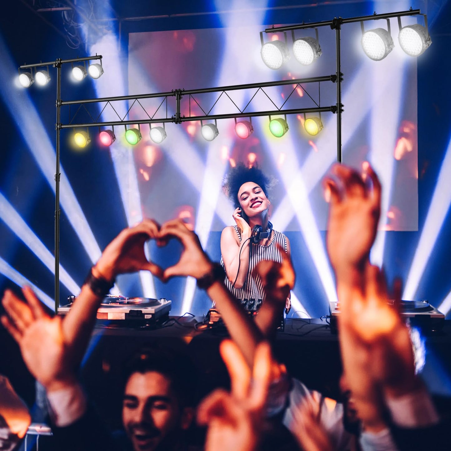 COSTWAY 350cm lang Lampensaktiv, DJ-Lichtstativ 180-360cm höhenverstellbar aus Metall, Beleuchtungsativ mit einziehbaren T-Stangen bis 100kg Belastbar für Konzerte, Theater & Partys