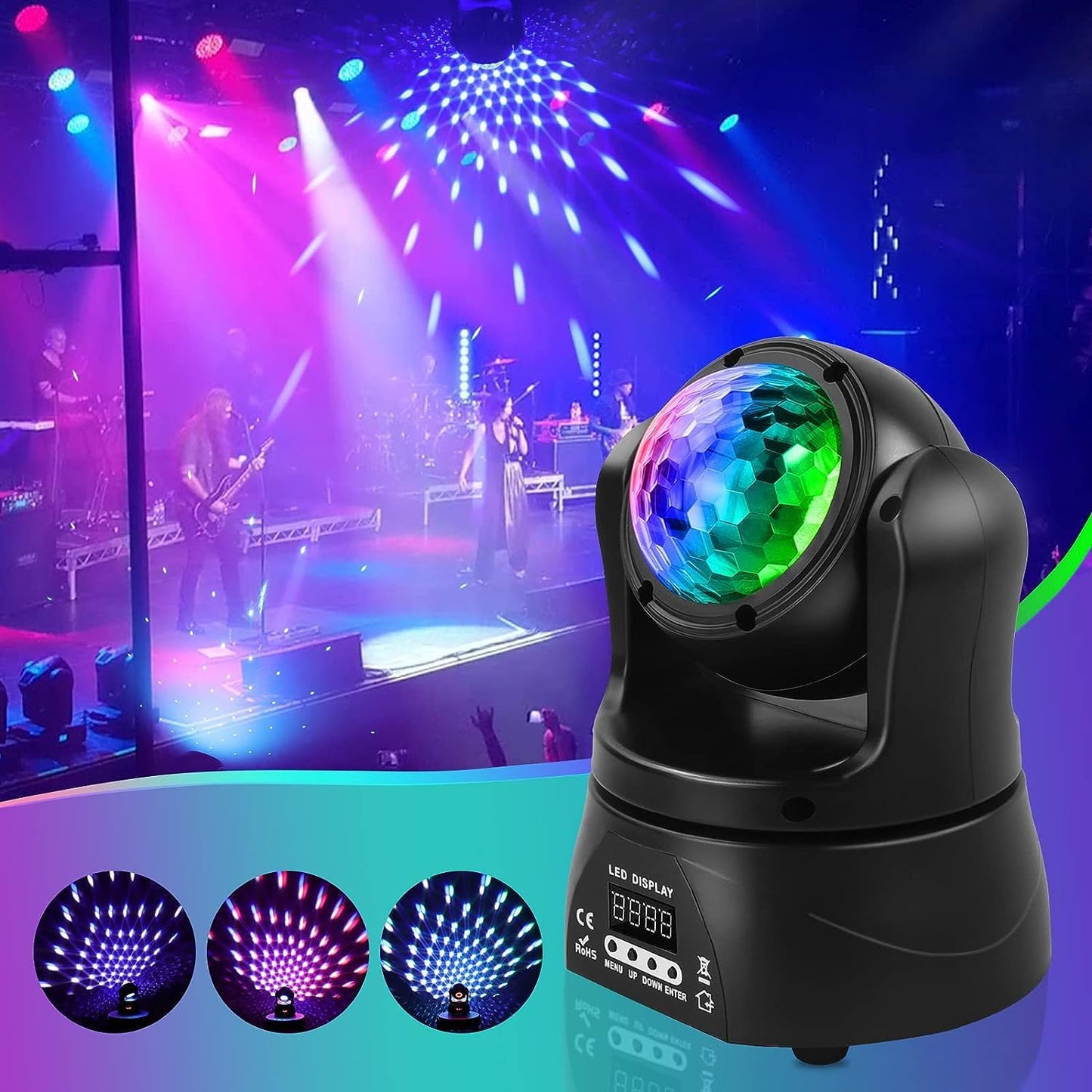 Discokugel, U`King Partylicht Mini Moving Head Bühnenlicht Party Lichter mit d-mx512 Control,RGBW für Party/Bar/Geburtstag/Hochzeit/Live Show/Halloween