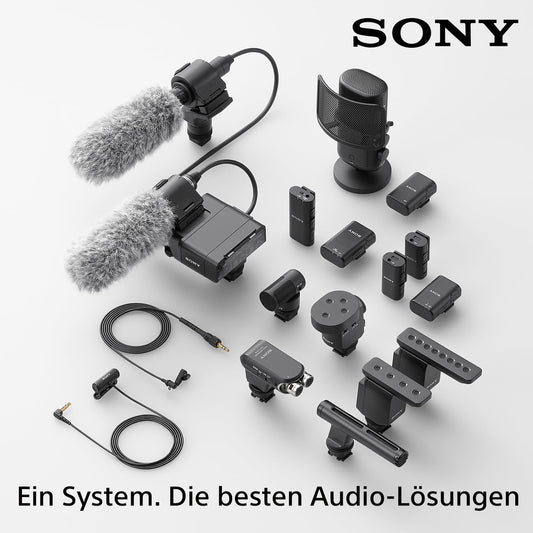Sony ECM-W2BT, 1 Sender, 1 Empfänger, Kabelloses Mikrofon, 200m Reichweite, 9h Akkulaufzeit, Ideal für Kameras, Geräte mit 3.5mm Audio, Podcast, Streaming, Interviews