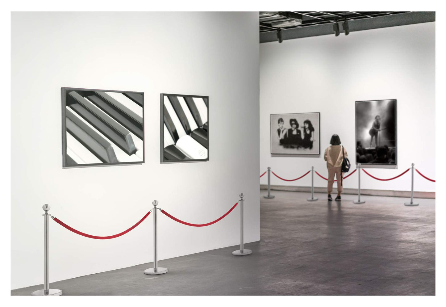 Stagecaptain PLS-150 Deluxe 3.2-150S Absperrständer Personenleitsystem - 3 Edelstahl-Stative und 2 rote Seile mit 1,5m Länge - Für Konzerte, Ausstellungen, Hotels, Kinos u.v.m. - silber