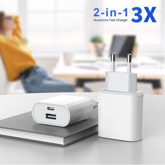 USB C Ladegerät, 20W 2Port USBC Netzteil Adapter Mehrfach für iPhone 16/16 Pro/16 Pro Max/16 Plus/15 14 13 12 11 Pro Max X XS, Samsung, Schnellladegerät Handy Stecker Charger Ladestecker Ladeadapter