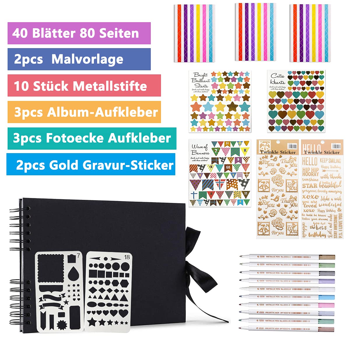 KASZOO Fotoalbum, Fotoalbum zum Selbstgestalten, DIY Fotobuch 80 Seiten, Kann als Abschluss Geschenk, Geburtstagsgeschenk, Hochzeitstagsgeschenk, Valentinstagsgeschenk und mehr verwendet Werden