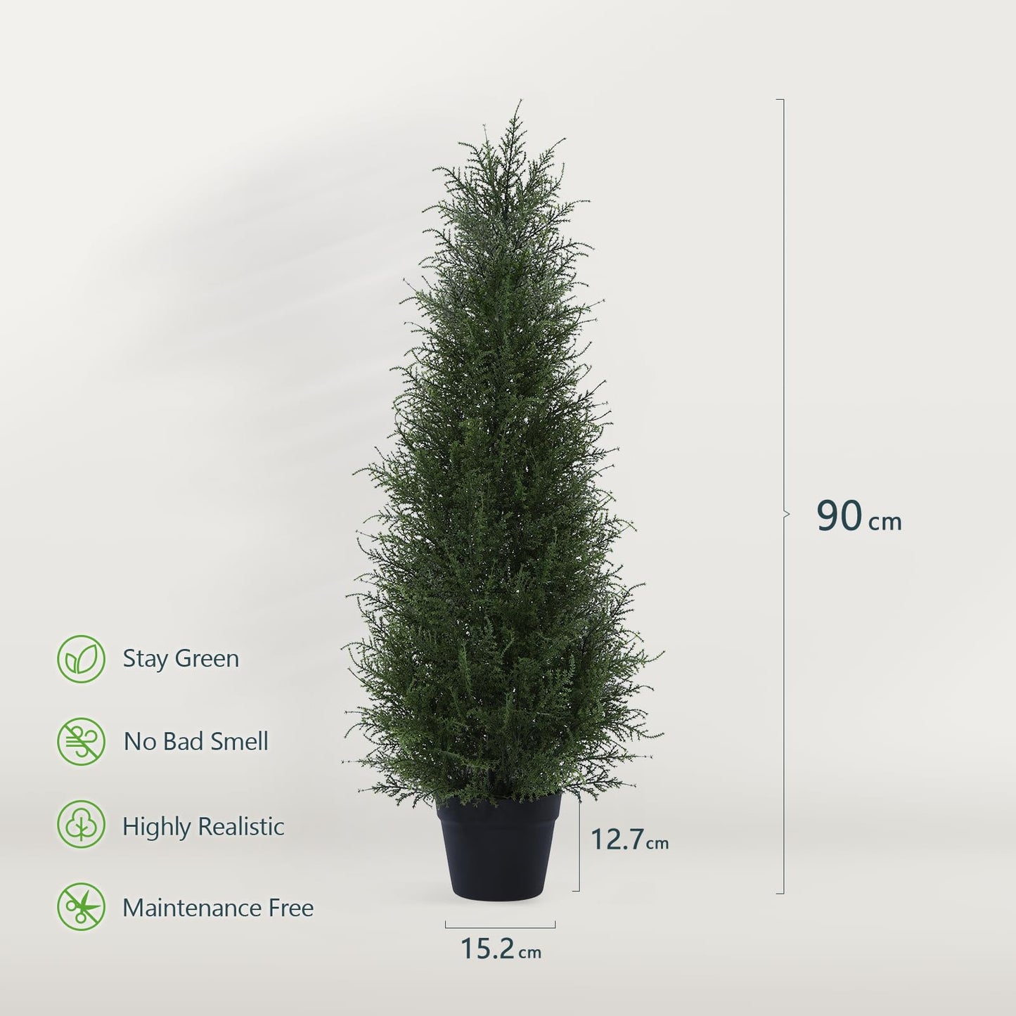 Kazeila Künstliche Zeder Pflanze 90cm Kunstpflanze Zedernbaum,Kunstbaum Outdoor UV Geschützt für Home Wohnzimmer Schlafzimmer Büro Deko(2Pack)