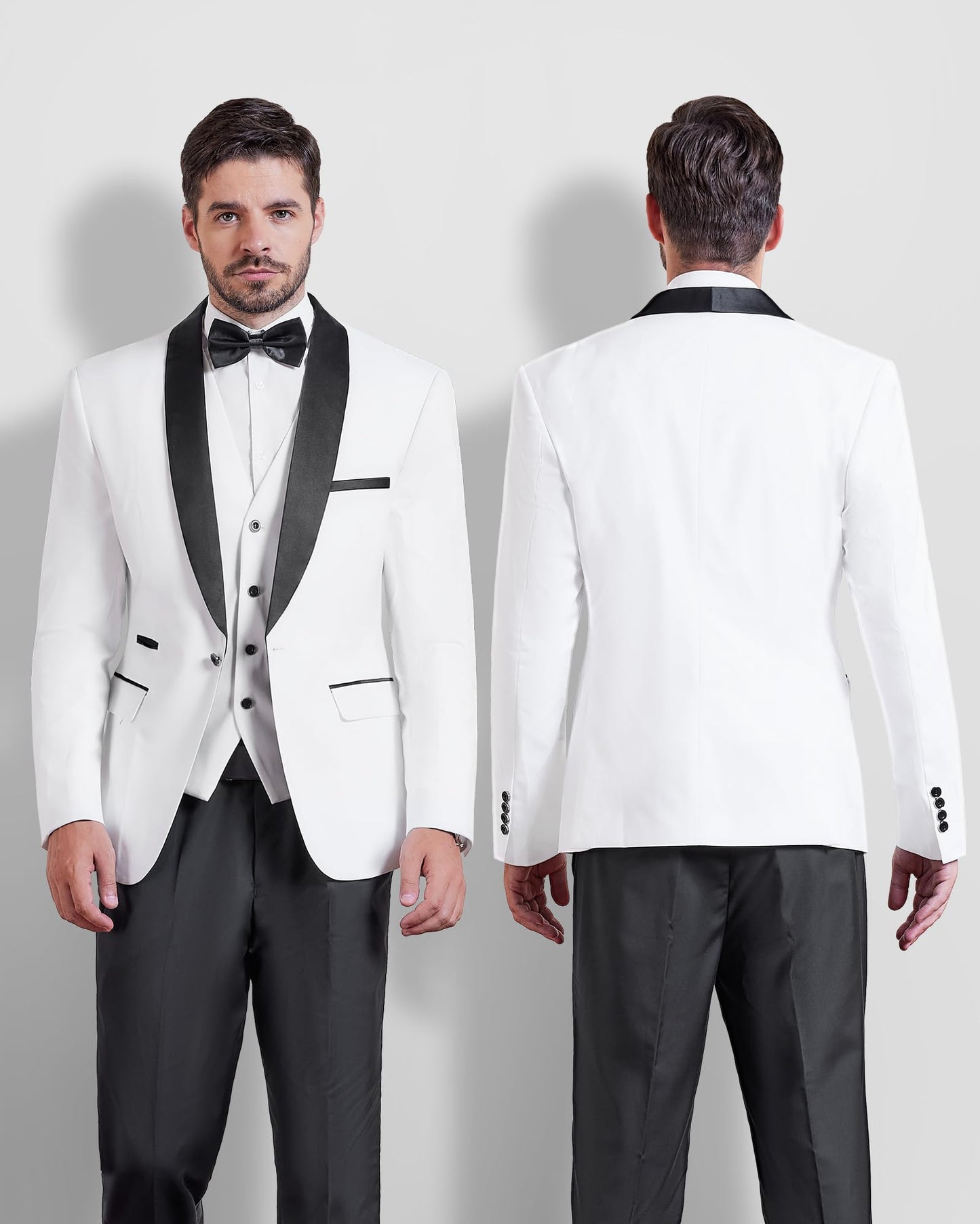 YND Herren-Blazer mit einem Knopf, lässig, schmale Passform, Schalrevers, leichte Jacke, Abendessen, Abschlussball, Party, Smoking, Weiss/opulenter Garten, XX-Large