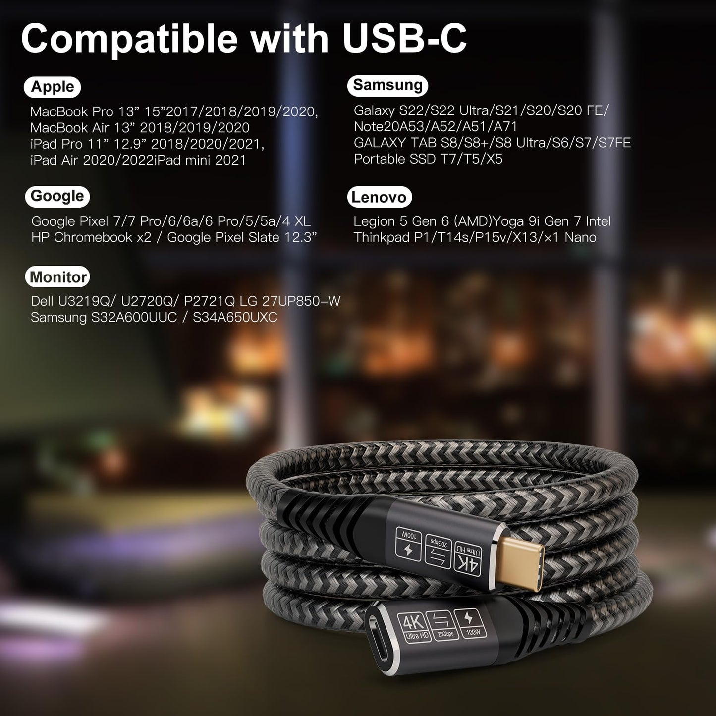 CAKOBLE USB C Verlängerung 5m, 20Gbps 100W/5A USB C Buchse auf USB Stecker USB C Kabel Verlängerung, Unterstützt USB 3.2,USB 3.1,4K@60Hz USB 3.2 Verlängerung Kompatibel Hub/MacBook/USB C ladegerät