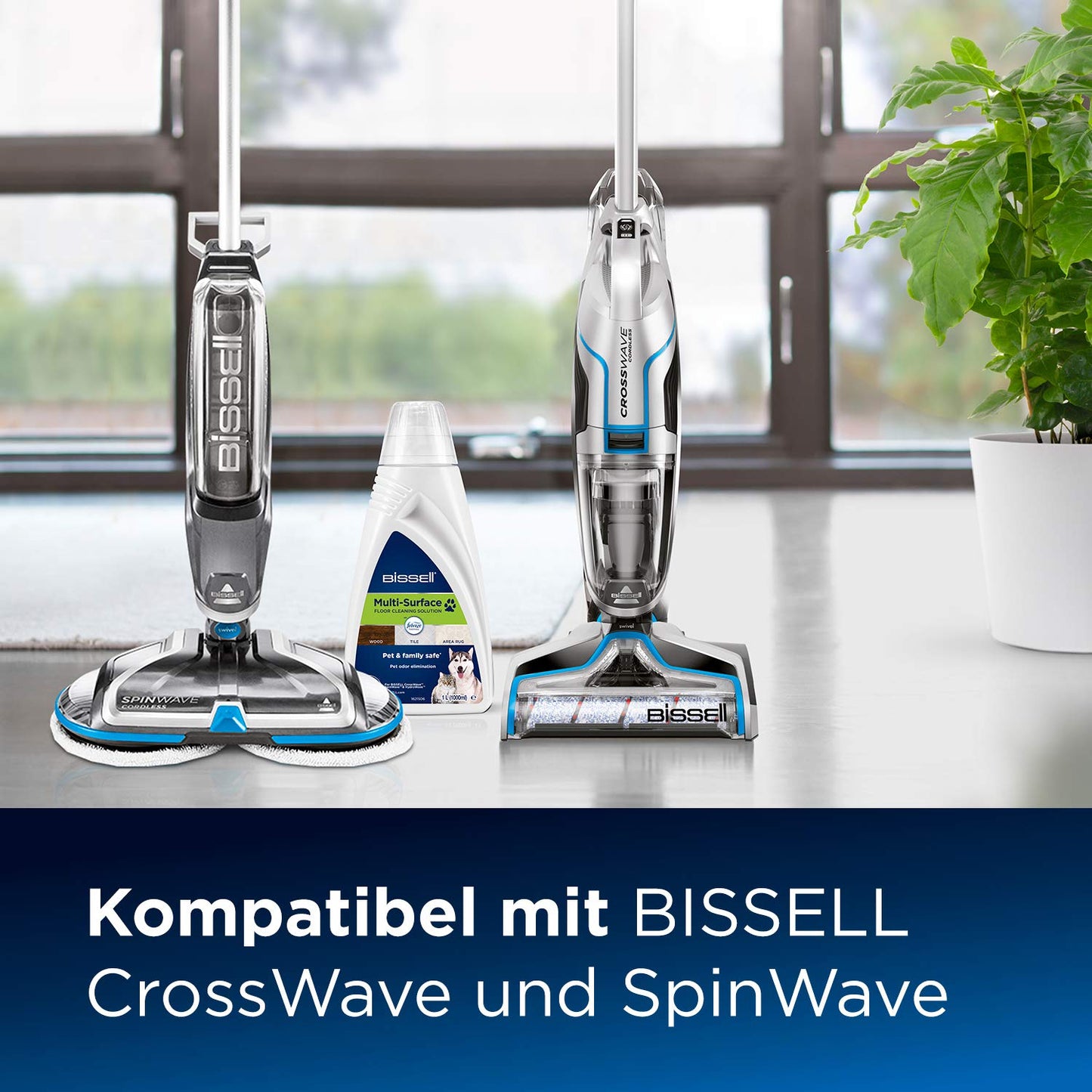 BISSELL Multi-Surface Pet Reinigungsmittel | Für Ihre Hartböden, Hartholzböden, Fliesen, Laminatböden, Vorleger & Teppichböden | Entfernt Flecken und Erfrischt | 1L | Für CrossWave Serie | 2550