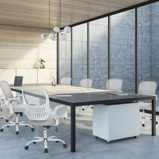 Sweetcrispy Bürostuhl Ergonomisch, Schreibtischstuhl mit Lendenwirbelstütze, Höhenverstellbarkeit Stuhl, Bürostühle mit Armlehne, Office Chair Geeignet für Büro und Schlafzimmer, Grau