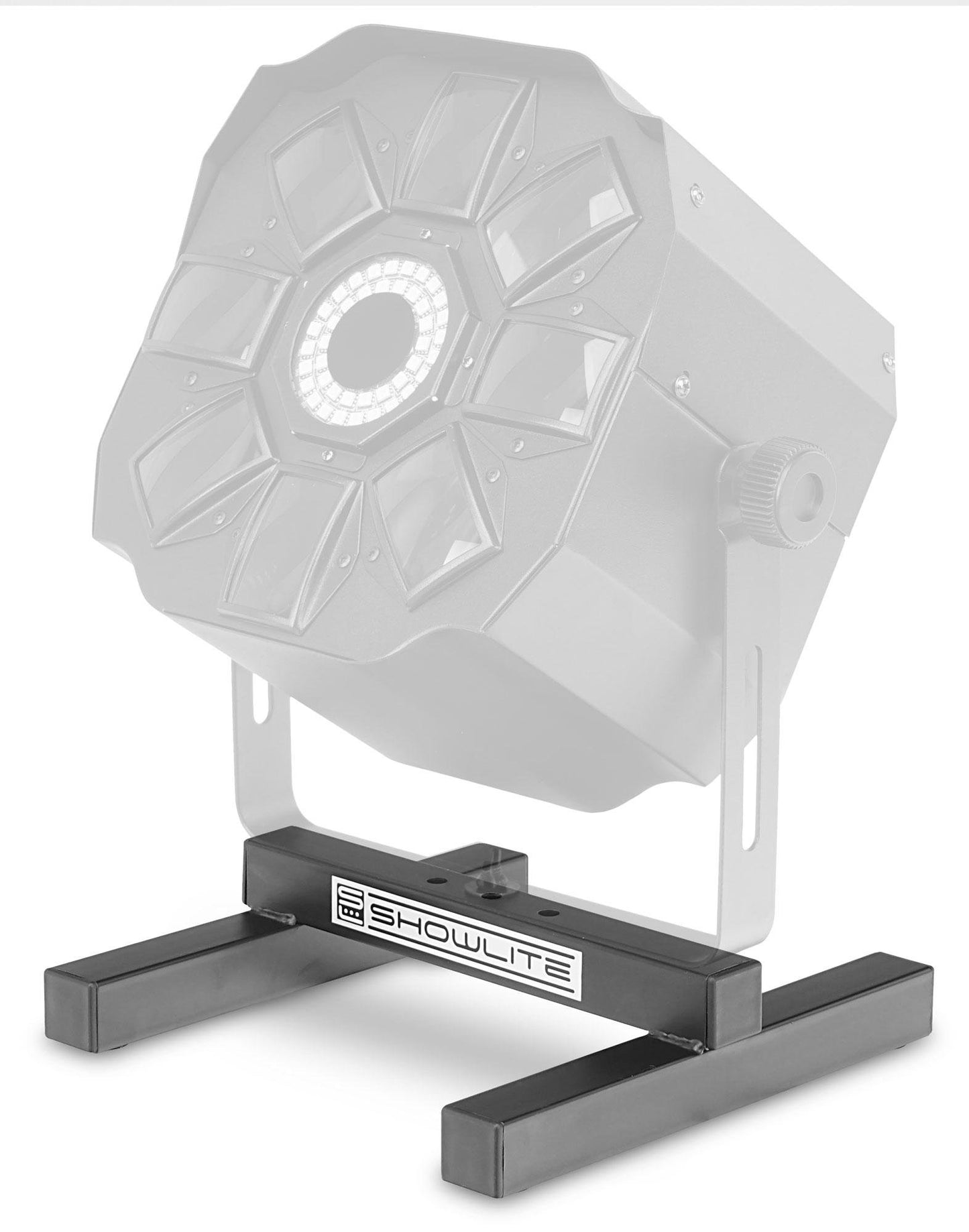 2er Set Showlite FLS-10 PAR Licht Bodenstative (Bodenstative zum Aufstellen von Scheinwerfern, Grundfläche 26 x 25,5 cm, 6 cm hoch, stabile Konstruktion, ineinander stapelbar) Schwarz