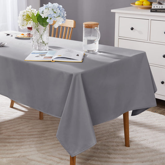 Deconovo Outdoor Tischdecke Wasserabweisend Wetterfest Wasserdicht Tischtücher Gartentisch, 130x220 cm, Grau, 1 Stück