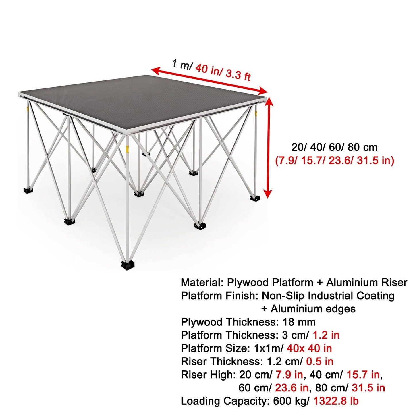 Tragbares Bühnenpodest tragbare Bühne Mobile Bühnenplattform Für Veranstaltungen, Modularer Bühnenbausatz Mit Aluminium-Riser Und Verriegelungsstiften, Die Miteinander Verbunden Werden Können, Leicht