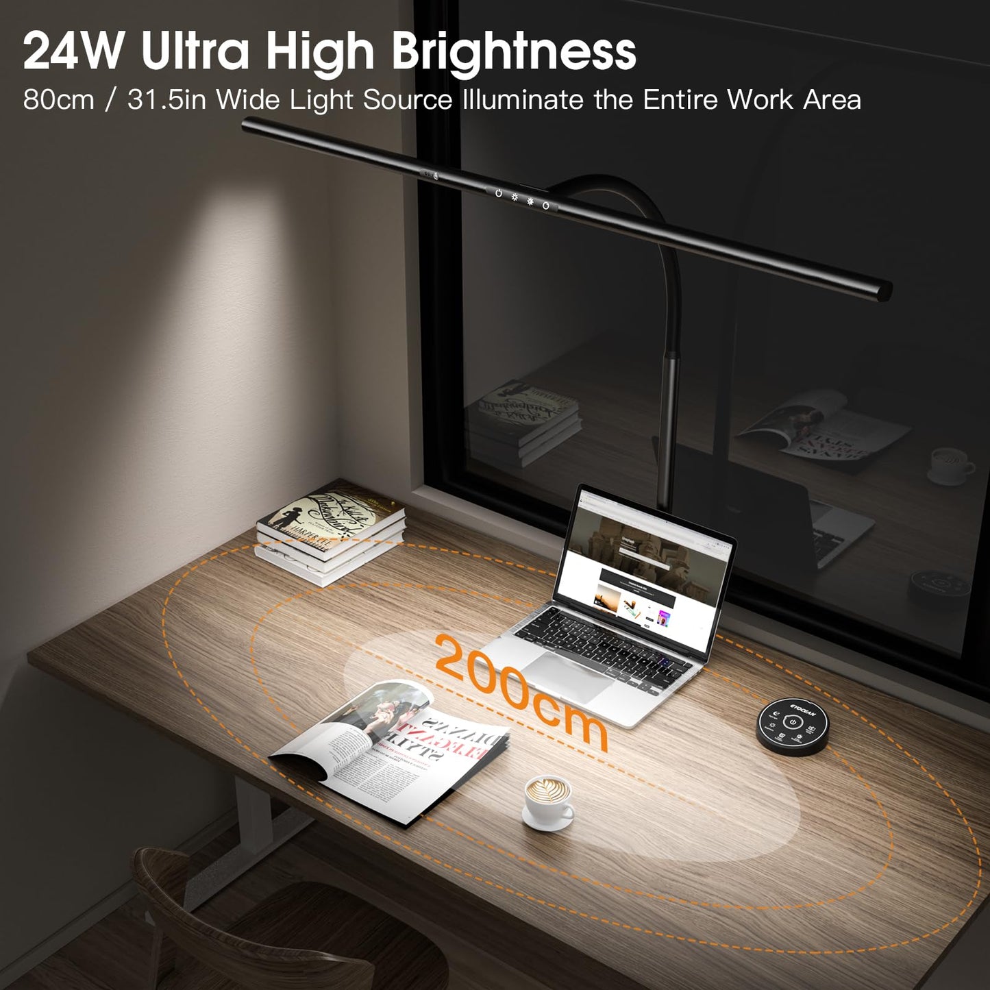 EYOCEAN Schreibtischlampe LED mit Gestensteuerung & Fernbedienung, 24W 80CM Klemmbare Dimmbare Monitor Lampe, Tageslichtlampe für Arbeiter in Büro Leser Architekenden Schneider