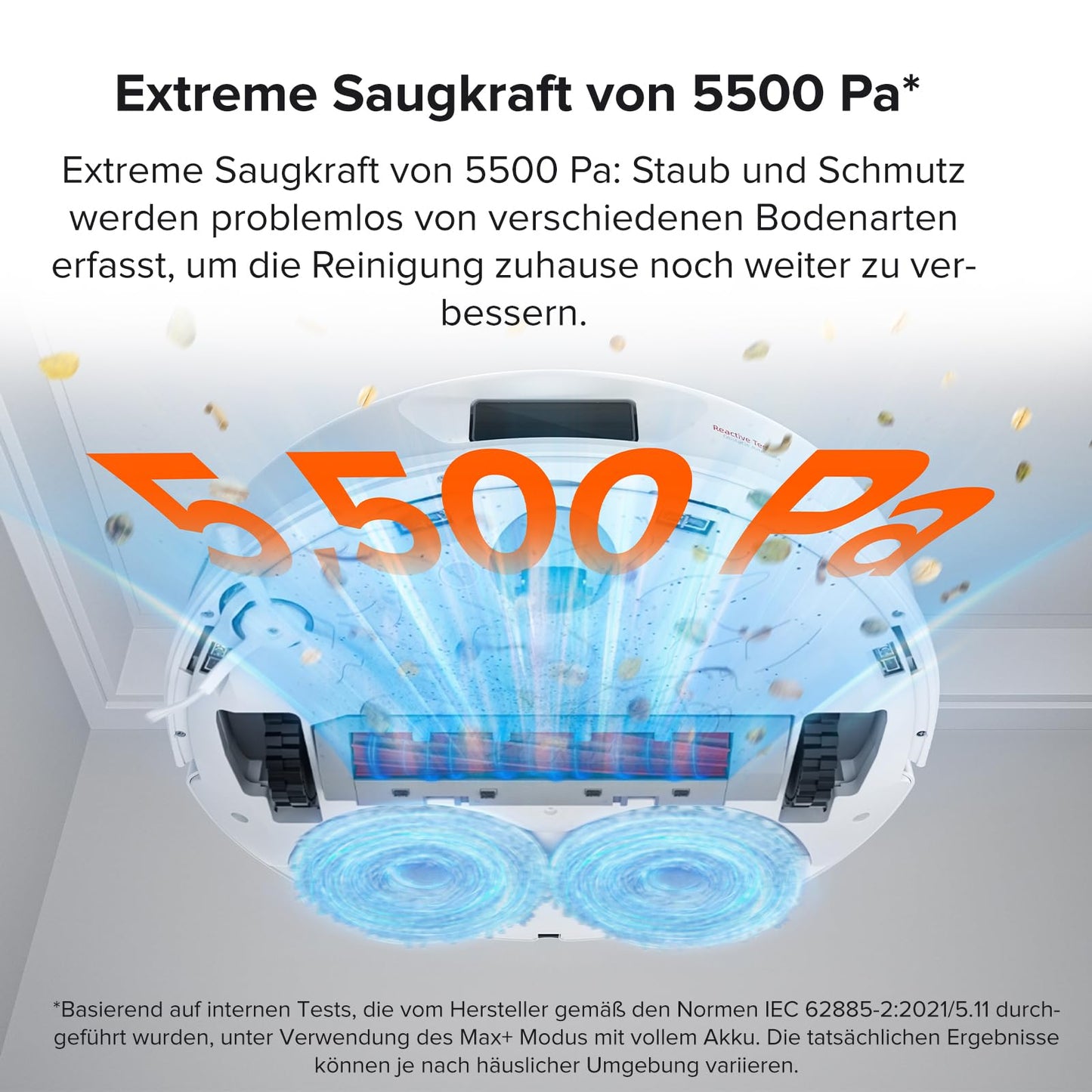 roborock Qrevo Saugroboter mit Wischfunktion Absaugstation 5500 Pa Saugkraft, 3D-Kartierung, Doppeldrehmopps Wischroboter automatische Wasser-Befüllung, Entleerung, Staubbeutel-Entleerung, Reinigung