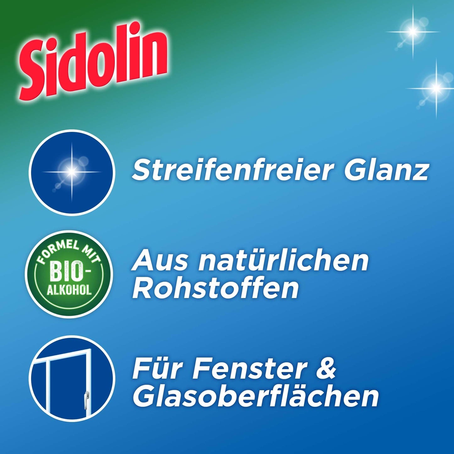 Sidolin Cristal, Glasreiniger (500ml), Sprühflasche, für einen perfekten Glanz und gegen Mikrorisse