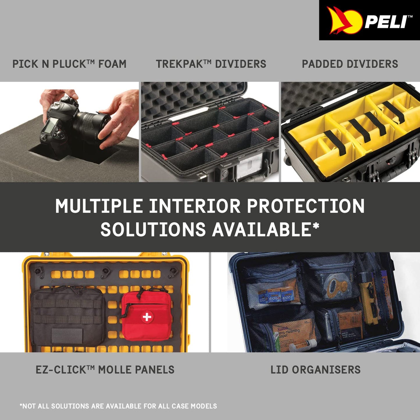 Peli 1519 Deckeleinteilungssystem, Original Peli Protector Case Zubehör, Kompatibel mit: Peli 1510 (separat erhältlich), Farbe: Schwarz