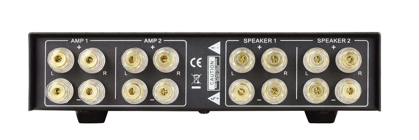 Dynavox AMP-S Pro, Verstärker- und Lautsprecher-Umschalter in Metallgehäuse, für Stereo- und Surround-Verstärker, Verbindung über Bananenstecker oder Klemmanschluss, Schwarz