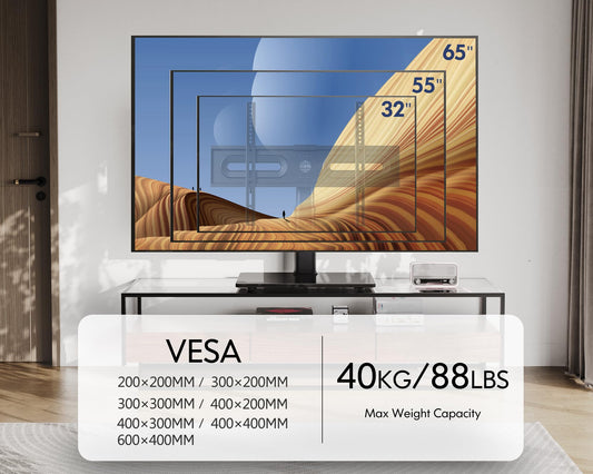 FITUEYES TV Standfuß TV Ständer Fernsehstand für 32 bis 65 Zoll Fernseher höhenverstellbar drehbar Max.VESA 600x400