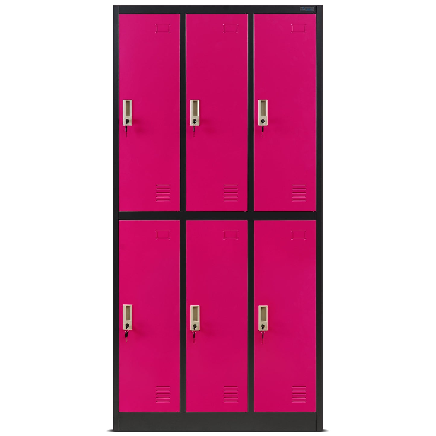 Jan Nowak Schließfachschrank 3B2A Wertfachschrank Metallspind Umkleideschrank 6 Fächer Stahlblech Pulverbeschichtet 185 cm x 90 cm x 45 cm (H x B x T) (Anthrazit-Rosa)