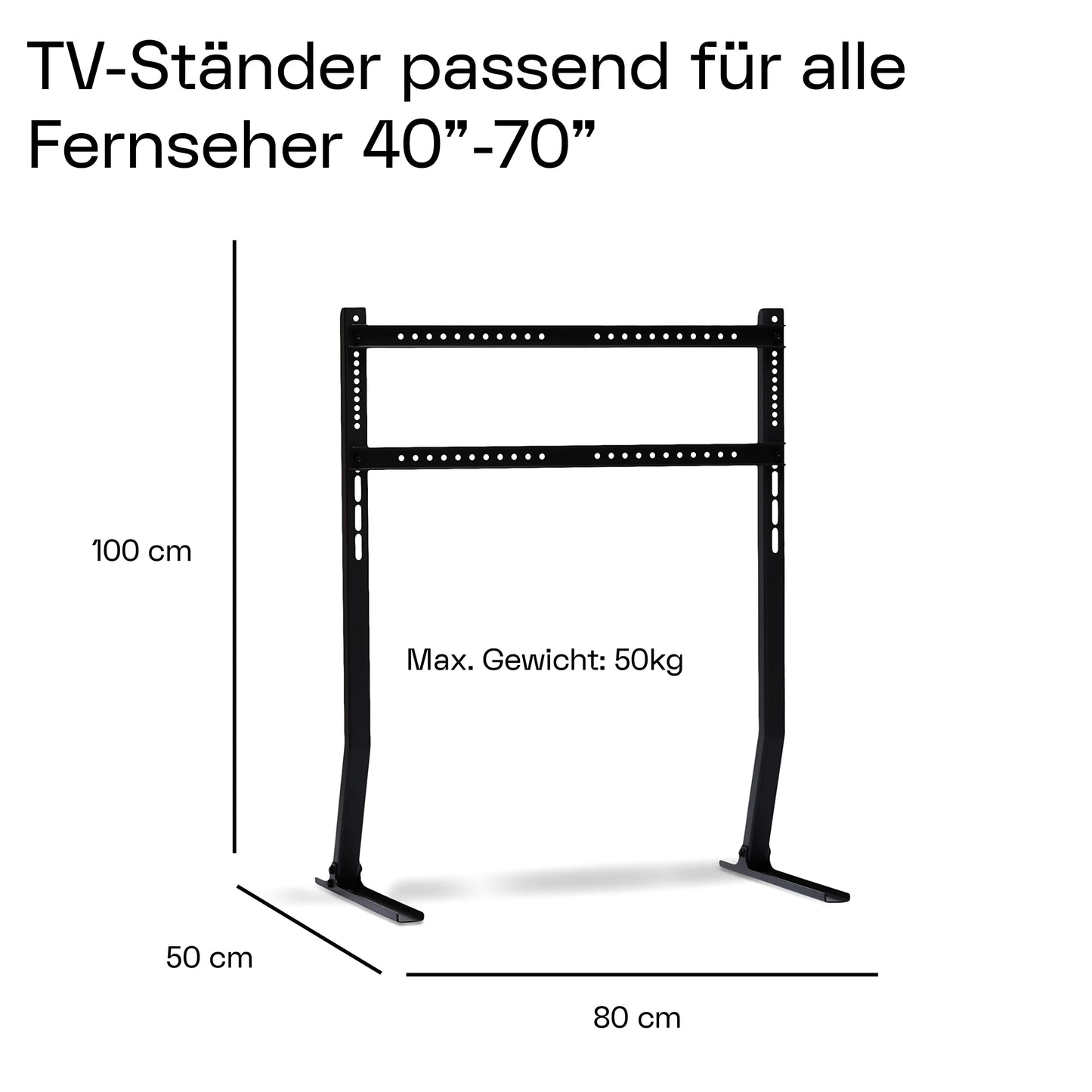 Pedestal Bendy Tall Standfuss für TV 40 bis 70 Zoll | Hochwertiger Fernseher Bodenständer | Modische Fernseh Halterung Stehend | Einzigartige TV-Standfüße (Schwarz)