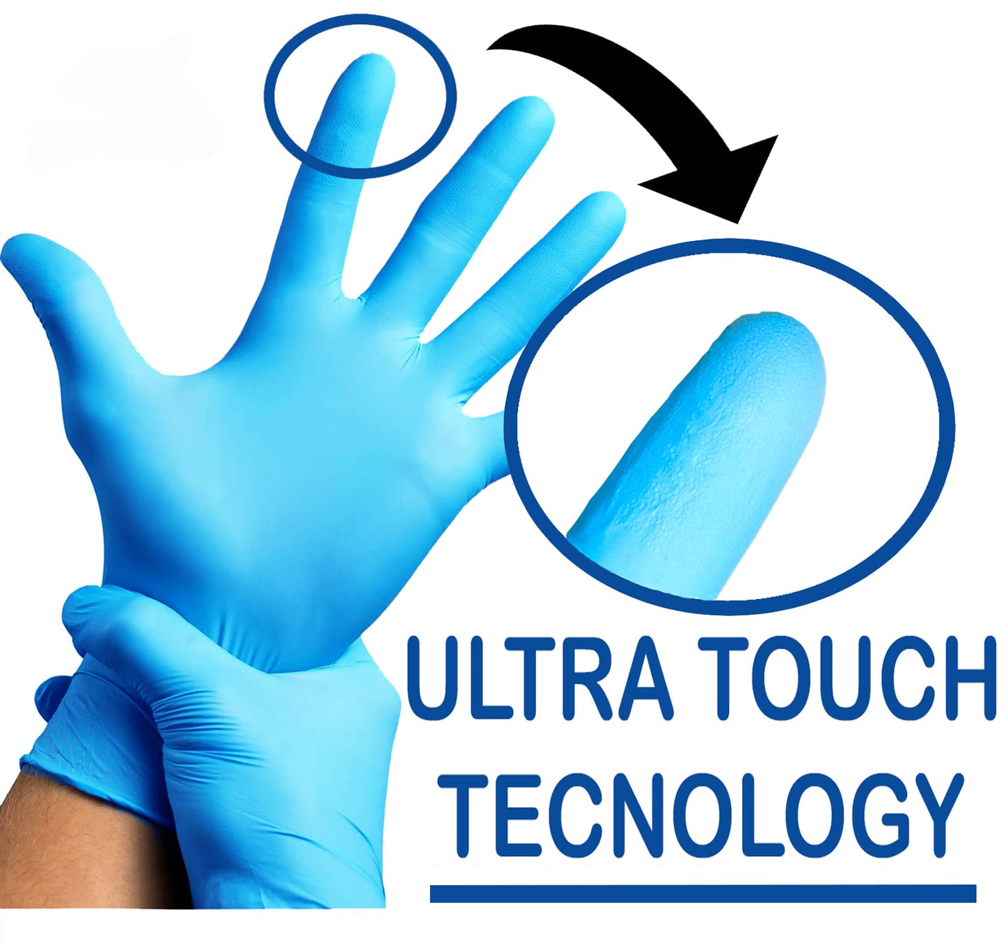 200 Stück Nitril-Handschuhe, puderfrei, latexfrei, hypoallergen, Lebensmittelhandschuhe, Einweghandschuhe (Größe L)