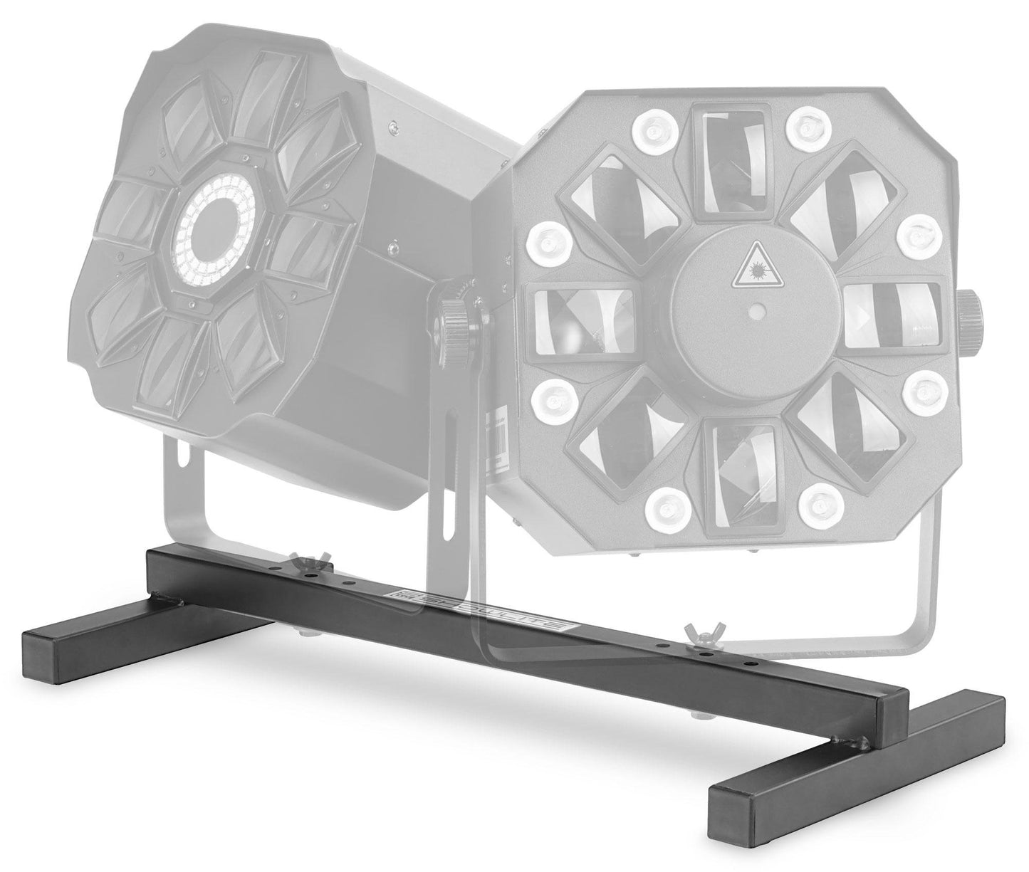 2er Set Showlite FLS-20 PAR Licht Bodenstative (2-fach Bodenstative zum Aufstellen von zwei Scheinwerfern, Grundfläche 55,5 x 25,5 cm, 6 cm hoch, stabile Konstruktion, ineinander stapelbar) Schwarz