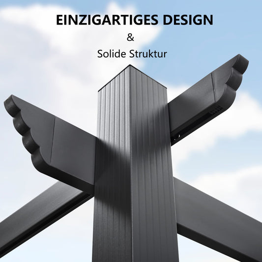 PURPLE LEAF Pergola Metall Garten Pavillon Pergola Wasserdicht Stabil Winterfest, Gartenpavillon Mit Sonnenschutz Überdachung (300 x 400 cm, Rot)