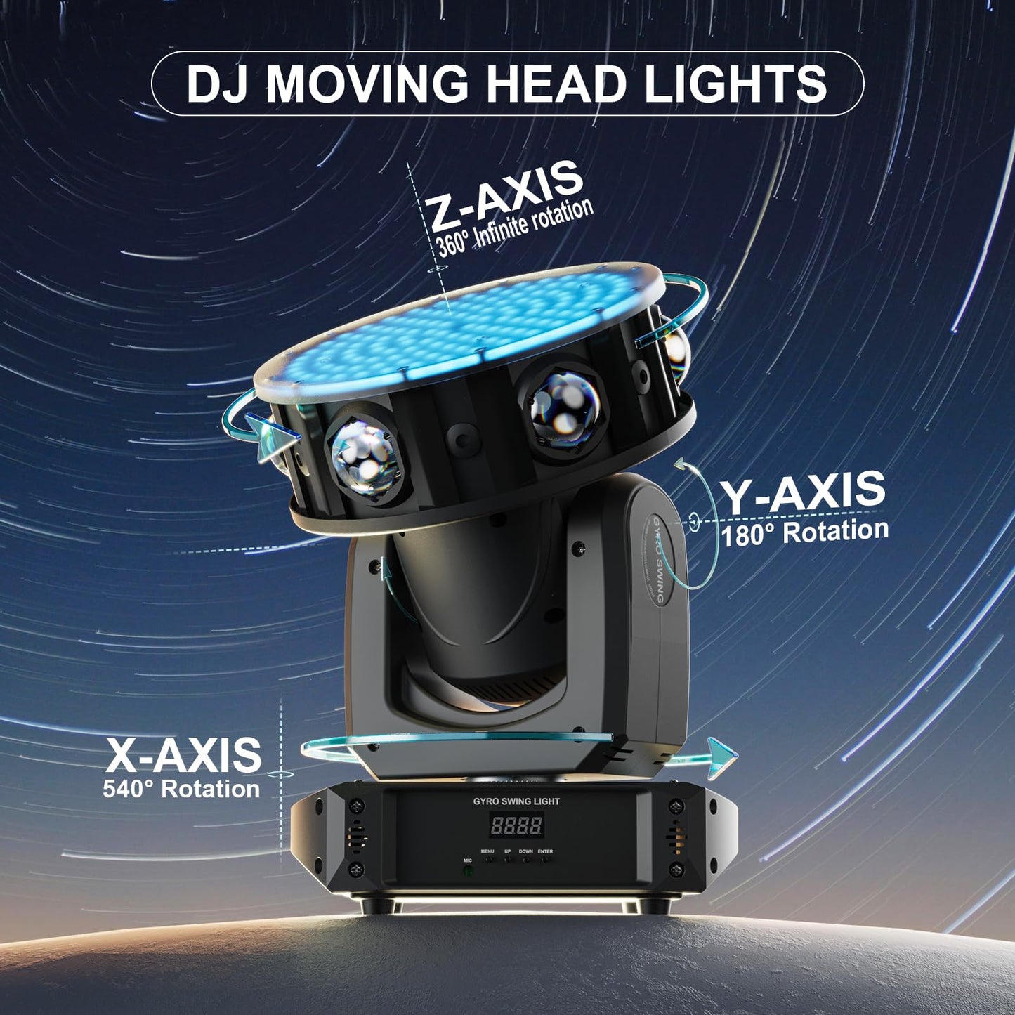 200W Moving Head LED RGBW Bühnenlicht Strahler Beam Scheinwerfer 20CH/57CH Partylicht für Tanzfläche DJ Bar Disco Effektstrahler Bühnentechnik (1 Pack)