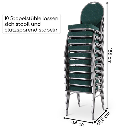 MACOShopde by MACO Möbel Raburg Stapelstuhl 20er Set David - stabil bis 150 kg in GRÜN, Gewerbequalität + stapelbar für: Konferenz, Seminar, Wartezimmer, Bankett, Behörde, Schule/Uni & Gastro/Hotel