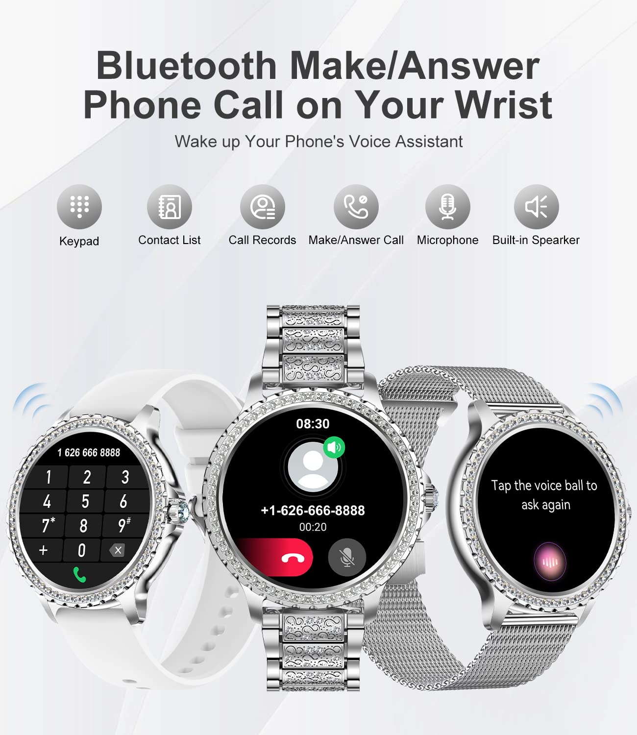 LIGE Smartwatch mit Telefonfunktion 1.32' Zoll Voll Touchscreen Fitnessuhr Damen mit SpO2 Herzfrequenz Schlafmonitor, IP67 Wasserdicht Schrittzähler Uhr für Android iOS,Silber