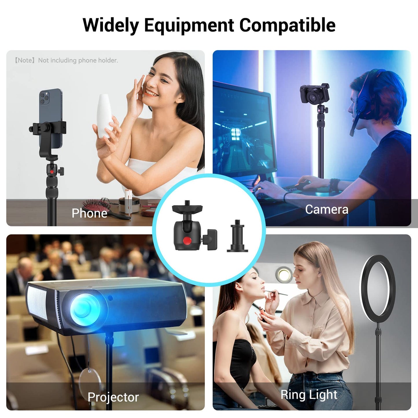 SmallRig Selection Kamera Tischstativ Lichtstativ mit 1/4"-20 Kugelkopf, 13"-35,4" verstellbares Tablet Halterung, Tisch Klemme für DSLR Kamera, Ringlicht, Live Streaming, Video Aufnahmen - 3488