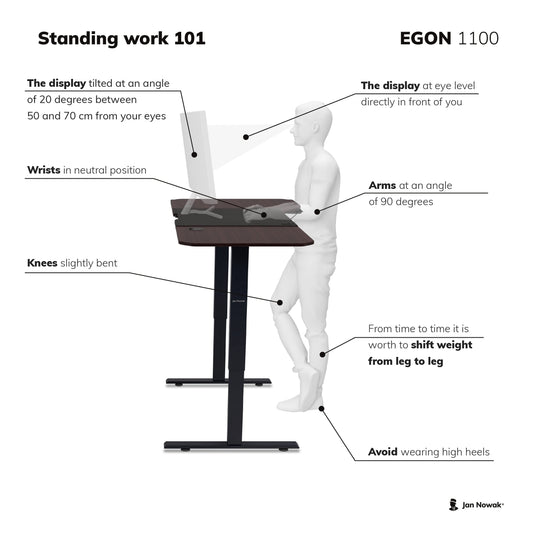 Jan Nowak Elektrisch Höhenverstellbarer Schreibtisch Bürotisch Ergonomisch mit Tischplatte Stahlfüßen Touchscreen Memoryfunktion Kopfhörerhaken Getränkehalter (Schwarz, 110 x 60 cm)