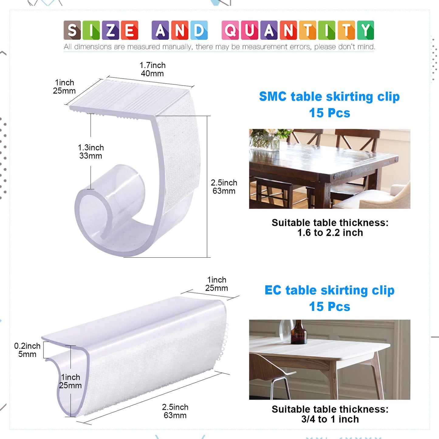 Glarks Tischdeckenklammern aus Kunststoff, mit Klettverschluss, für drinnen und draußen, Hochzeit, Party, Picknick, Events, 30 Stück