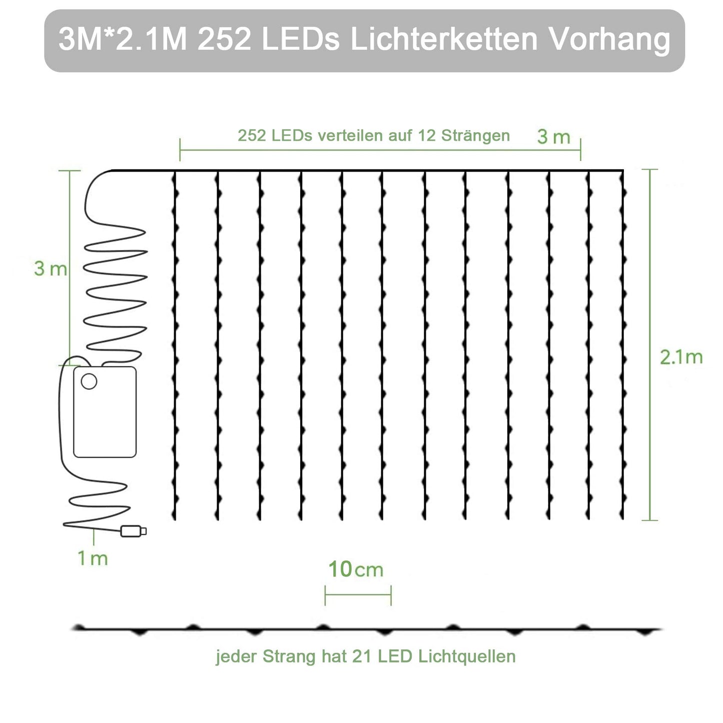 KASZOO 12 Stück Efeu Künstlich Lichterkette, Efeugirlande mit 252 LEDs Lichterketten, Vorhang Led für Hochzeit Büro Garten Party Wanddekoration