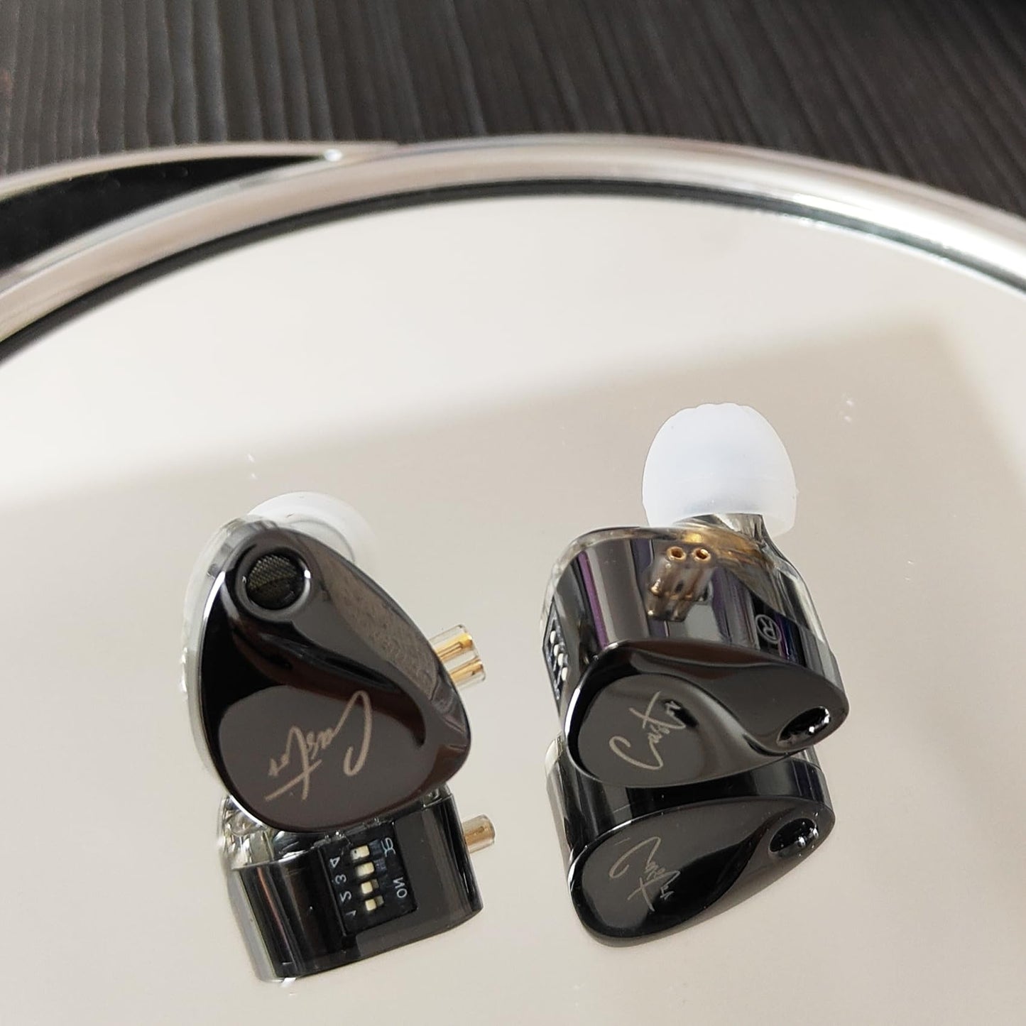 KZ Castor In Ear Monitor, Dual Dynamic Treiber, kabelgebundenes HiFi IEM, verbesserte Bass Sound abstimmung für In-Ear-Kopfhörer, abnehmbares 2-poliges Kabel (schwarz verbesserter Bass,kein Mikro)