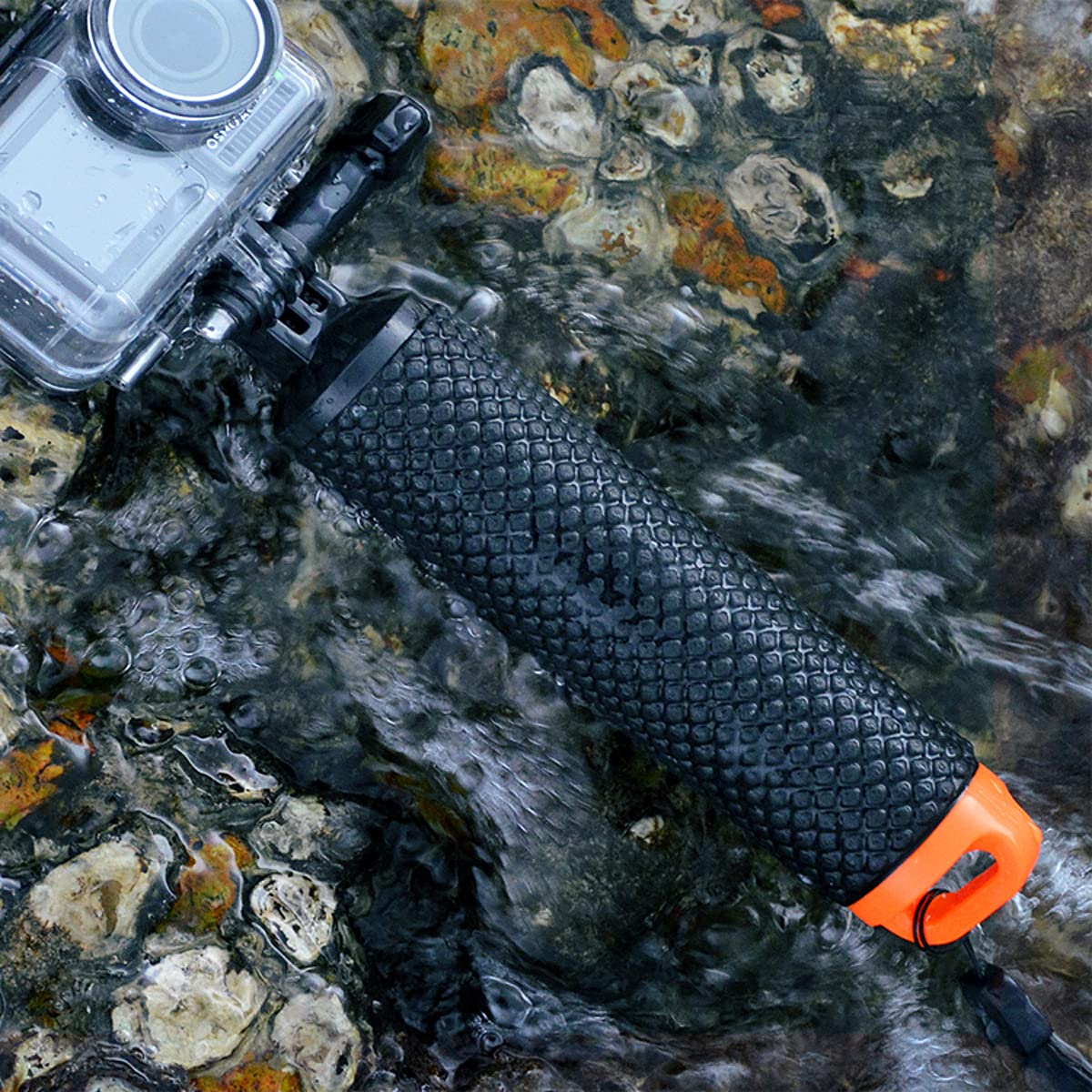 Homeet Schwimmer Handgriff Schwimmender Hand Grip Unterwasser Handstick Monopod Pole Selfie Stick Ergonomisch für Action Kameras 【Orange】