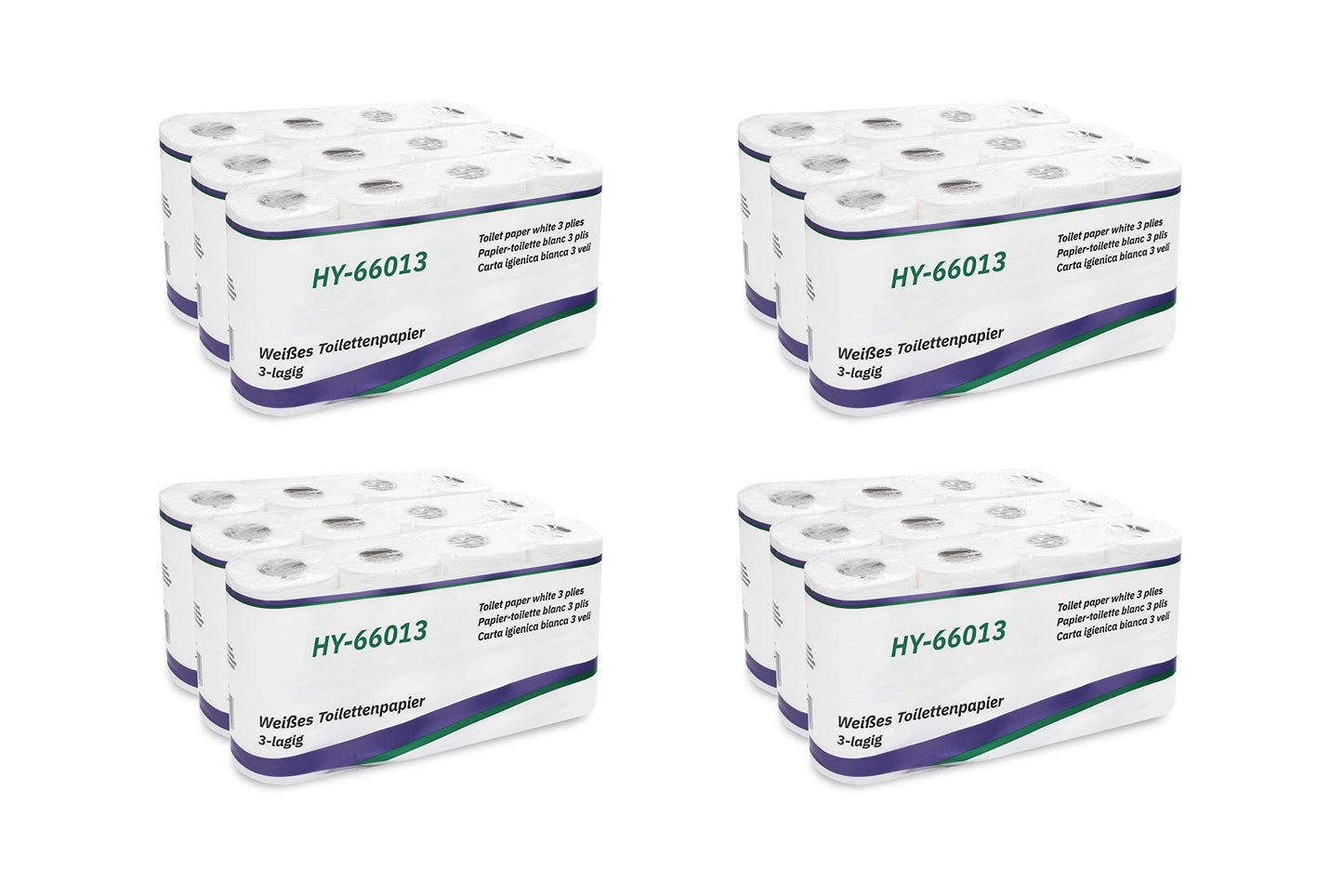 Hypafol Toilettenpapier motivgeprägt, 3-lagig | Vorteilspack mit 96 Rollen Klopapier | extra weich und reißfest | Vorratspack, 12 x 8 Rollen | aus hochwertigem weißem Zellstoff