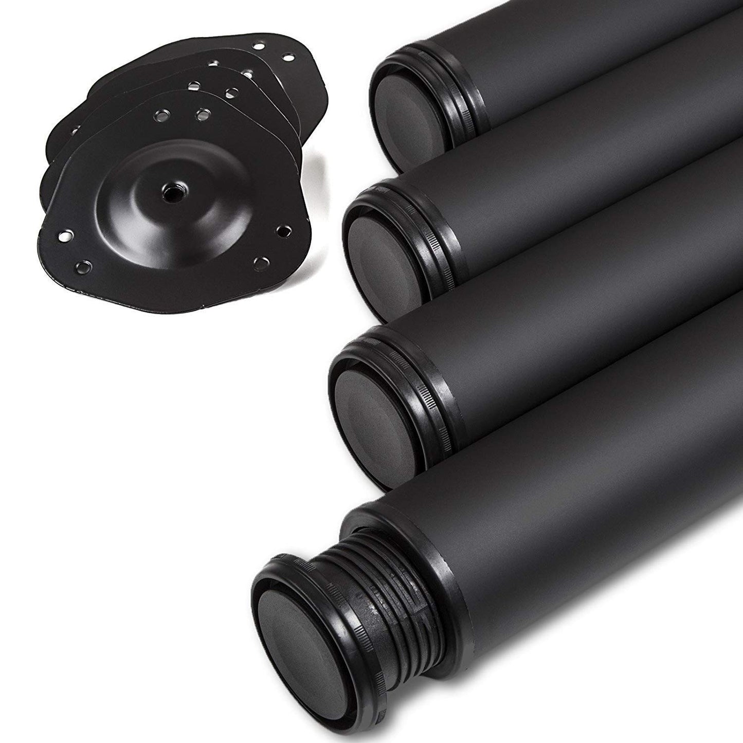 4er Set SO-TECH® Tischbeine/Höhe 710 mm/Höhenverstellbar/Ø 60 mm/SCHWARZ/Tragkraft bis 75Kg je Fuß/Schreibtischbeine Möbelbeine Tischfüße