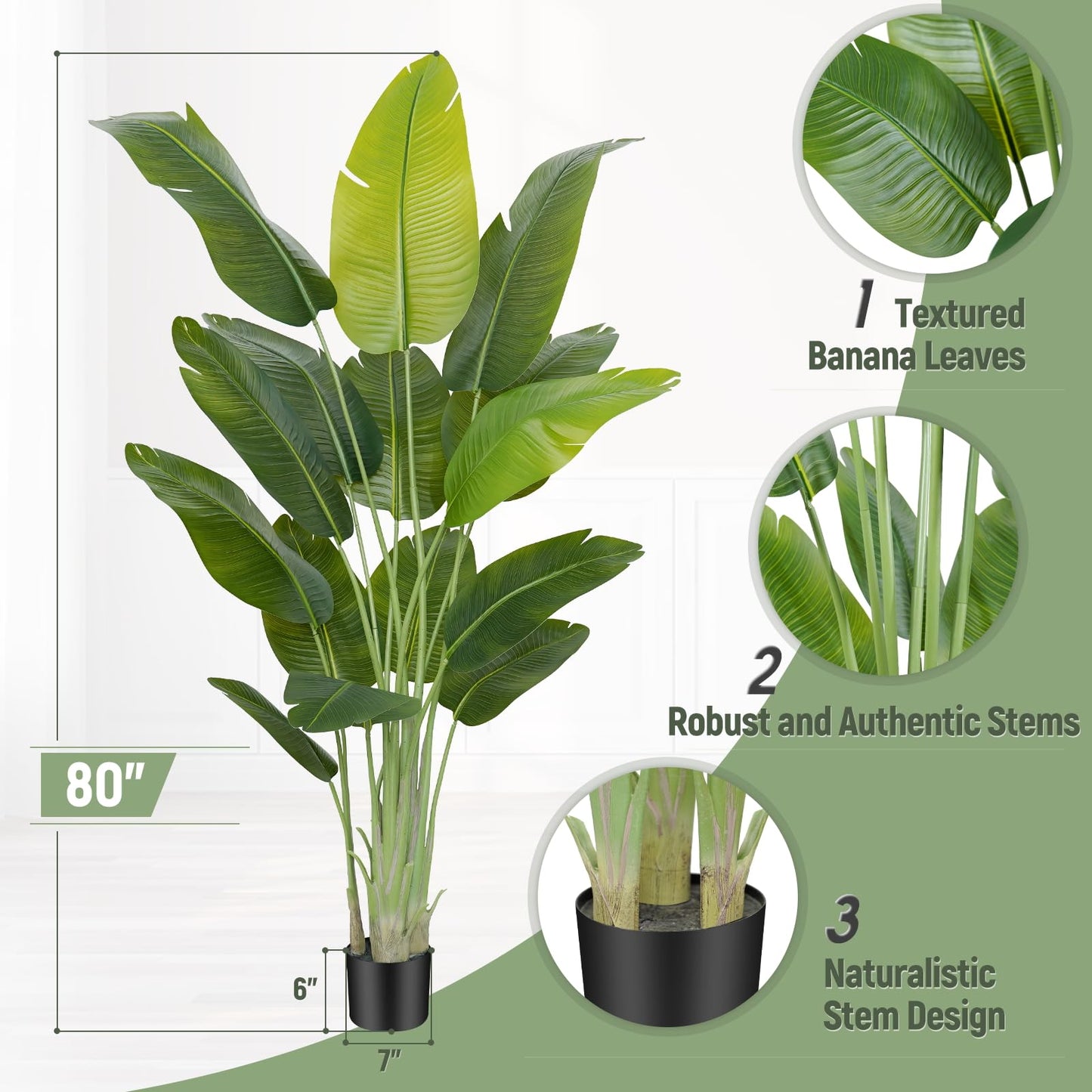 Keeplush Künstliche Paradiesvogel Pflanze groß 200cm künstliche Tropische Palme mit 15 Blättern perfekte künstliche Pflanzen im Topf für drinnen und draußen Haus Büro Garten Moderne Dekoration(1 Pack)