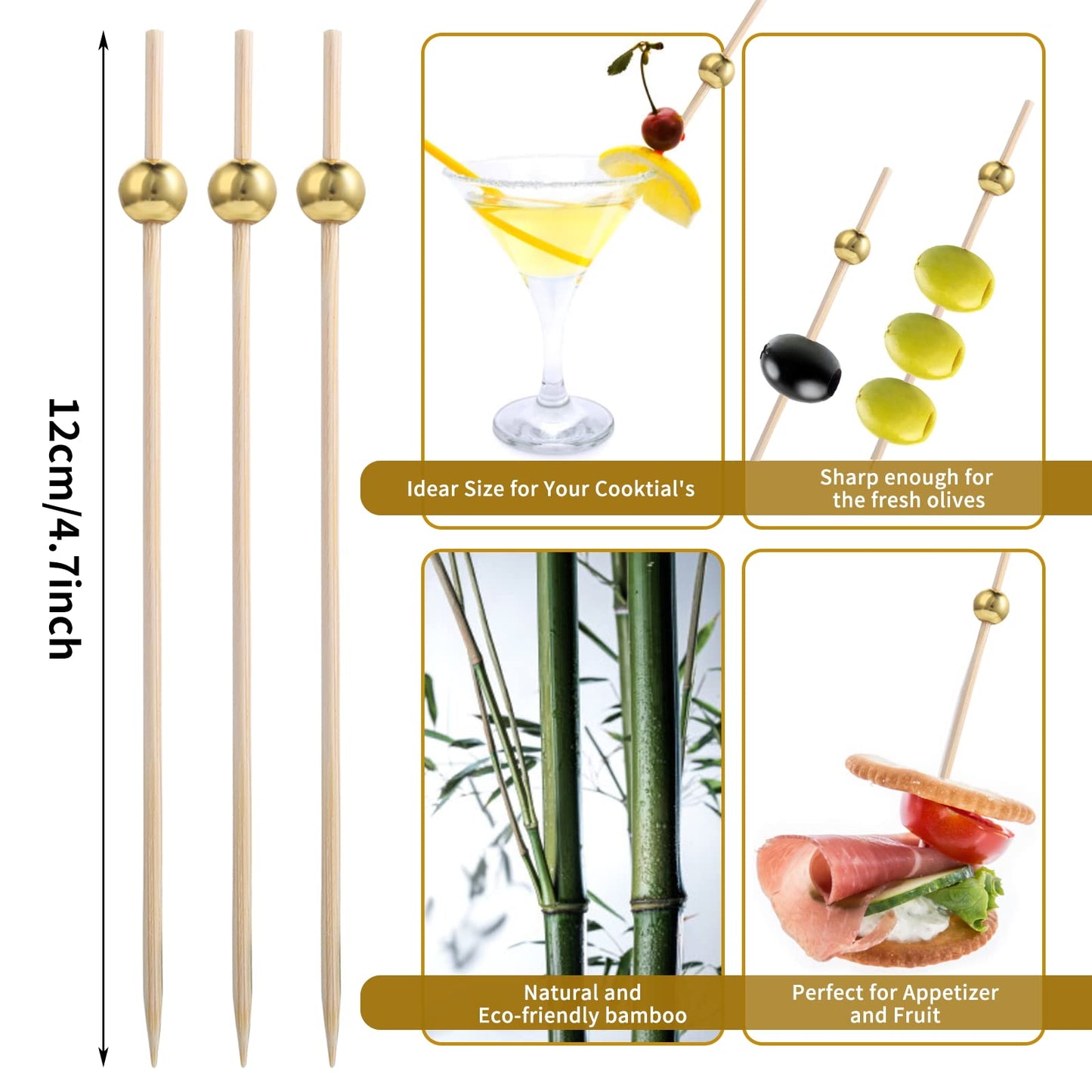 100 Stück Cocktailspieße, Holz Cocktail Sticks Cocktail Spieße Cocktail Zahnstocher