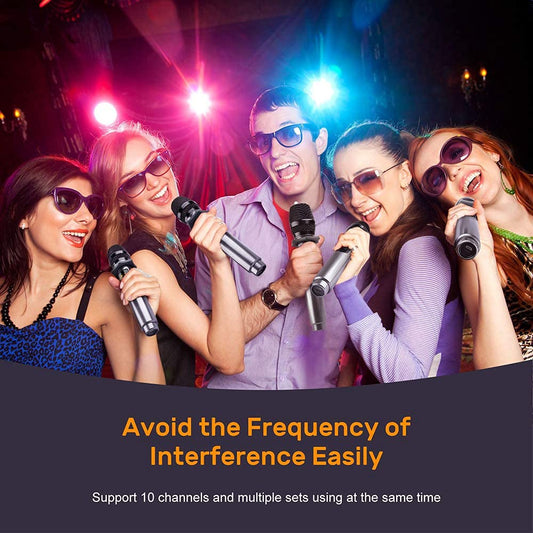 LEKATO Drahtloses Mikrofon Wiederaufladbares, 2,4 GHz Dual Metall Gesangsmikrofone Kabellos mit 30 Stunden Laufzeit Schnurloses Funkmikrofon Handmikrofon Set für DJ Gesang Rede Kirche, Party, Hochzeit