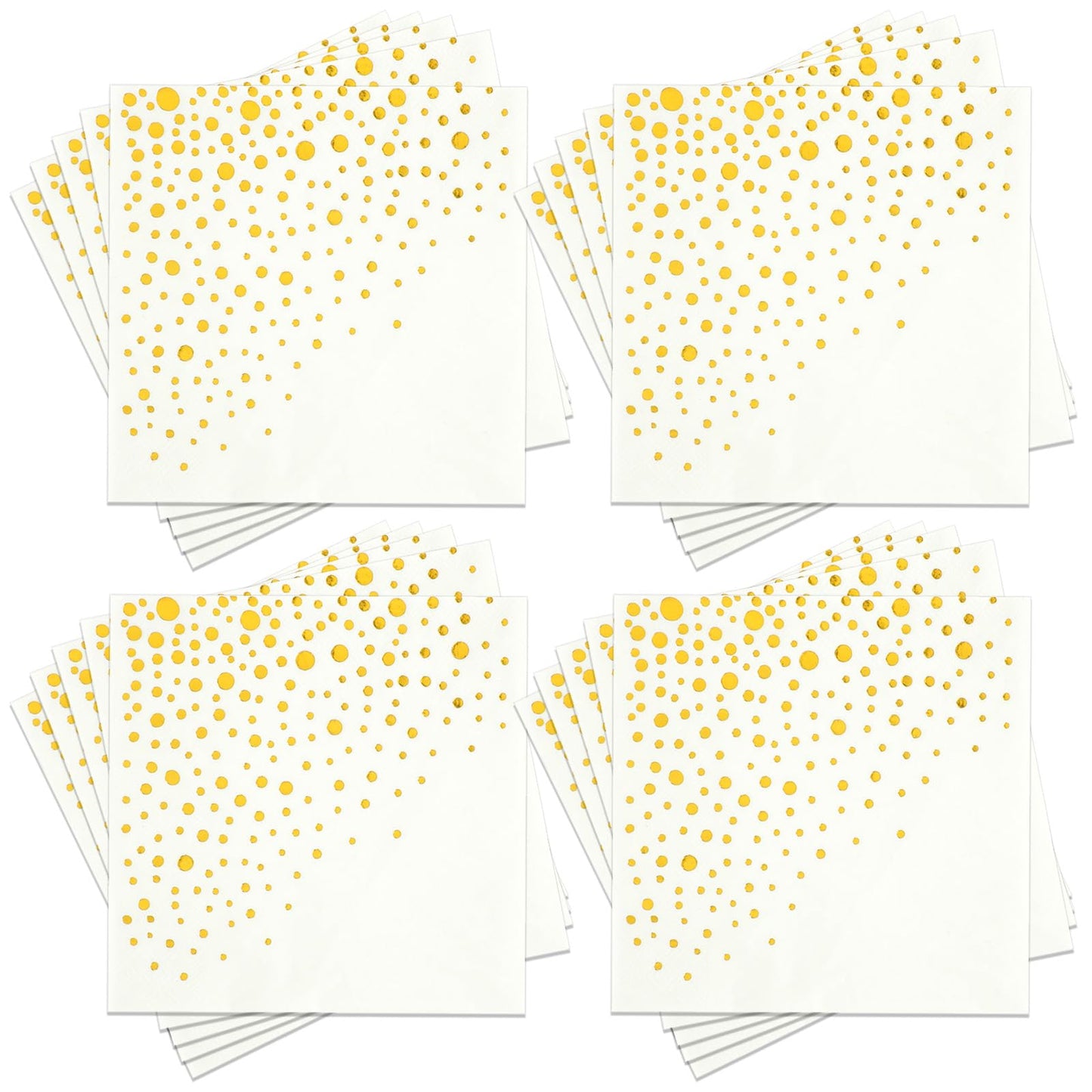 60 Stück Weiß Gold Gepunktet Party-Servietten,Servietten Gold Dots Papierservietten Golden Foiled Papierservietten Weiß mit Goldenen Cocktail-Servietten Party-Servietten Abendessen Servietten,33x33cm
