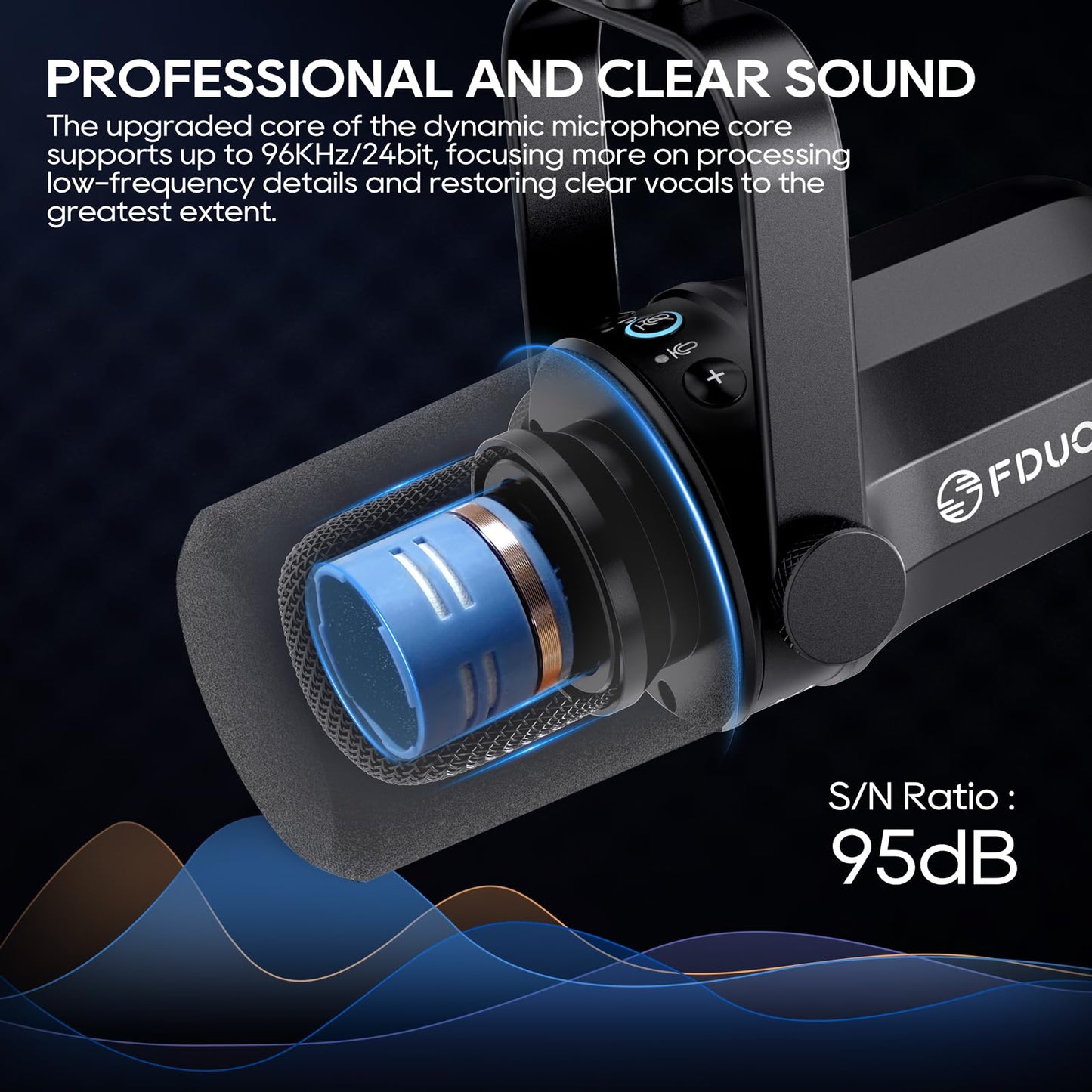 FDUCE SL40+ dynamisches Podcast-Mikrofon, USB/XLR-Mikrofon-Set für Gaming und Streaming, dynamisches Mikrofon mit Galgenarmst?nder, integrierter Kopfh?rerausgang, Stummschalttaste, Gain-Taste